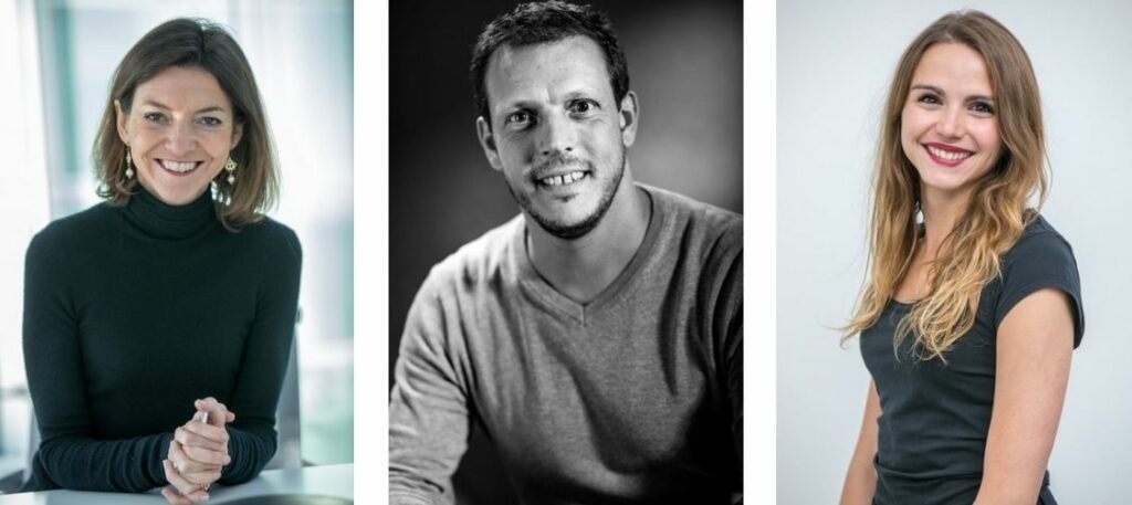 Assemblage de trois portraits de collaborateur dont un en noir et blanc
